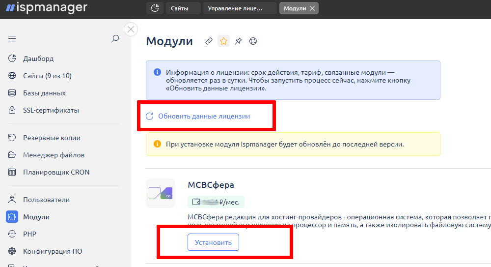 Варианты установки ispmanager
